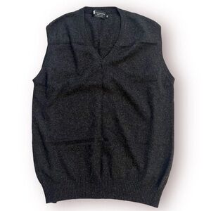 Cashmere Boutique 100% Cashmere Vest Men’s XL Charcoal Quiet Luxury Academia